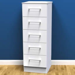 Crowndale Worcester White 5 Drawer Tallboy Ready Assembled - thumbnail 1