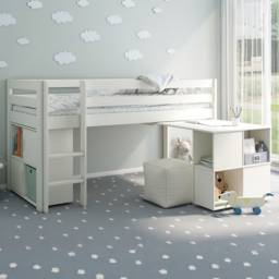 Noomi Midi White Single Continental Mid Sleeper Craft Cabin Set - thumbnail 1
