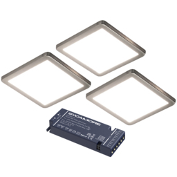 Sorrelis Caspian Cool White 3 Light Square Aluminium Under Cabinet Light Kit