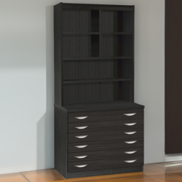 R White Cabinets Black 6 Drawer 6 Shelf Chest of Drawers with Hutch - thumbnail 1