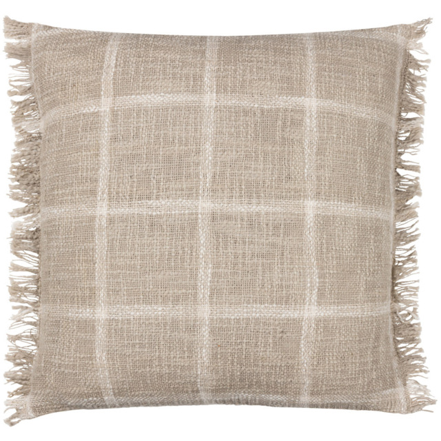 Yard Beni Stone and Natural Check Fringed Cushion - image 1