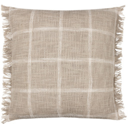 Yard Beni Stone and Natural Check Fringed Cushion