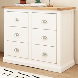 Cabinet Bits Cosenza 6 Drawer Off White Chest of Drawers with Chrome Cup Handle