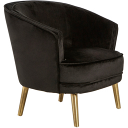 Premier Housewares Louxor Black Velvet Round Chair - thumbnail 2