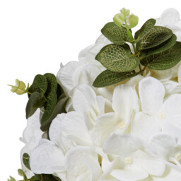 White Hydrangea and Eucalyptus Artificial Plant Arrangement in White Pot 30cm - thumbnail 2