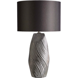 Kliving Tanga Grey Cylinder Shade Silver Ceramic Table Lamp