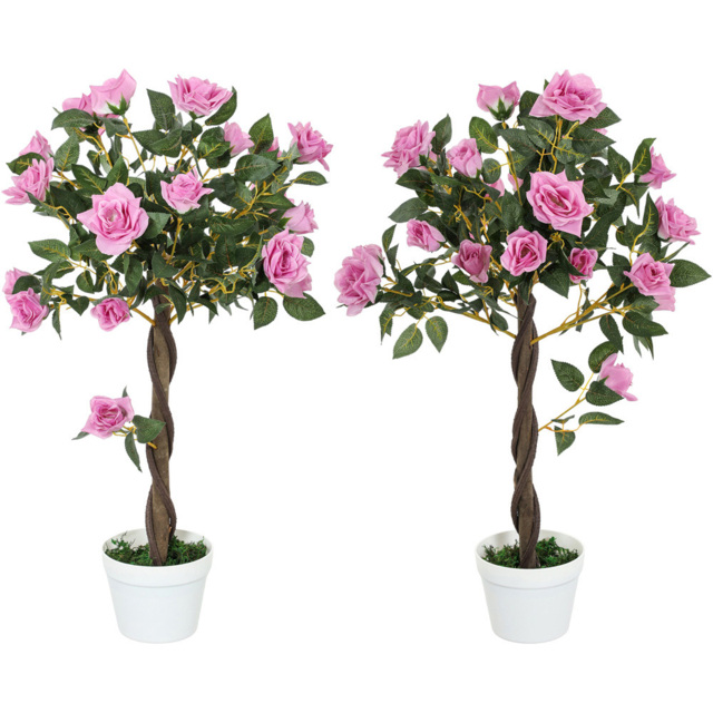 Portland Set of 2 Purple Rose Decorative Artificial Plant in Pot 90cm - image 1