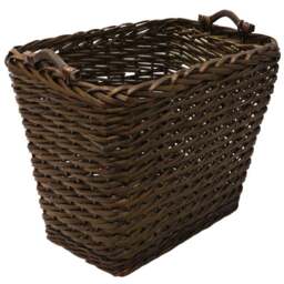 JVL Dark Willow Brown Log Basket with Metal Handles 48 x 46 x 38cm