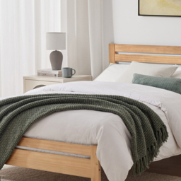 Furniturebox Cadhla Double Oak Stain Solid Pine Bed Frame - thumbnail 2