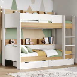 Flair Eddie Wooden Oak Bunk Bed with Storage - thumbnail 1