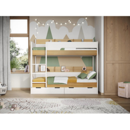 Flair Eddie Wooden Oak Bunk Bed with Storage - thumbnail 3