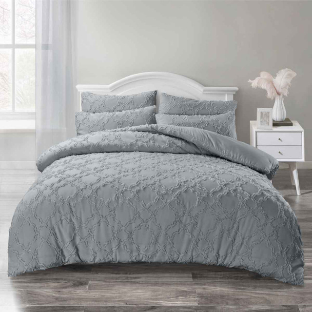 Intimates Ophelia Single Tufted Grey Duvet and Pillowcase Set