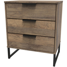 Crowndale Hong Kong 3 Drawer Vintage Oak Midi Chest of Drawers Ready Assembled - thumbnail 2
