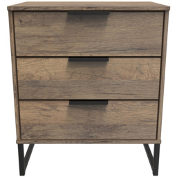 Crowndale Hong Kong 3 Drawer Vintage Oak Midi Chest of Drawers Ready Assembled - thumbnail 3