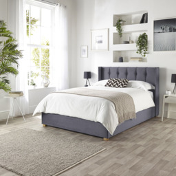 Catherine Lansfield Utopia Double Steel Velvet Ottoman Wing Bed - thumbnail 4
