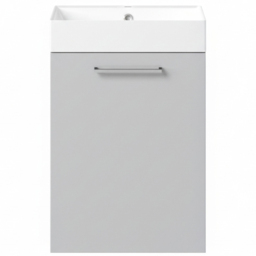 Bathstore Milford Single Door Grey Wall Hung Basin Unit 410mm - thumbnail 4
