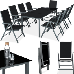 tectake Pompeii 8 Seater Anthracite Aluminium Garden Dining Set - thumbnail 2