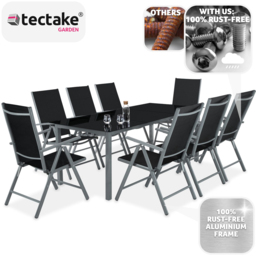 tectake Pompeii 8 Seater Anthracite Aluminium Garden Dining Set - thumbnail 3