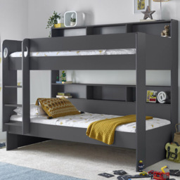 Oliver Onyx Grey Storage Bunk Bed with Orthopaedic Mattresses