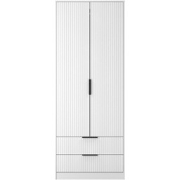 Crowndale Fluted 2 Door 2 Drawer White Matt Tall Wardrobe Ready Assembled - thumbnail 2