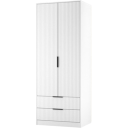 Crowndale Fluted 2 Door 2 Drawer White Matt Tall Wardrobe Ready Assembled - thumbnail 4