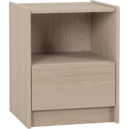 Seconique Paris Single Drawer Single Shelf Smoked Ash Effect Bedside Table - thumbnail 2