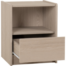 Seconique Paris Single Drawer Single Shelf Smoked Ash Effect Bedside Table - thumbnail 3