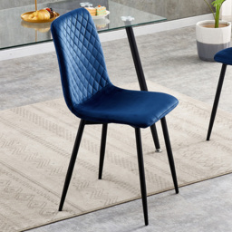 Lexi Blue Velvet Fabric Dining Chairs Set of 4