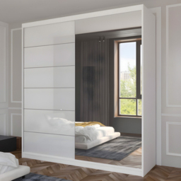 Sliding Wardrobes 4U Infinity White High Gloss 2 Door Compact Mirrored Wardrobe