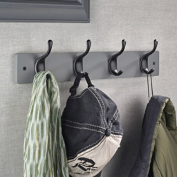 Headbourne Grey and Black 4 Hook Coat Rail - thumbnail 2