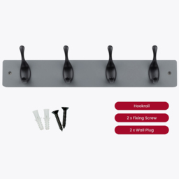 Headbourne Grey and Black 4 Hook Coat Rail - thumbnail 3
