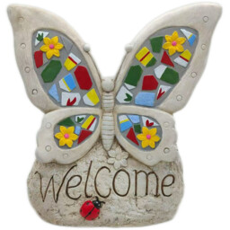 Welcome Butterfly Decoration Grey
