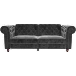 Dorel Felix Chesterfield 3 Seater Grey Velvet Sofa Bed - thumbnail 3