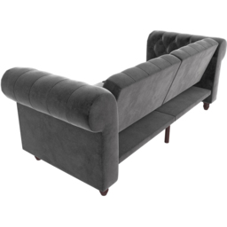Dorel Felix Chesterfield 3 Seater Grey Velvet Sofa Bed - thumbnail 4