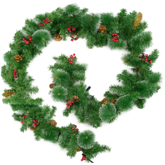 Marco Paul Snow Tipped Berry and Acorn LED Artificial Christmas Garland 270cm - image 1