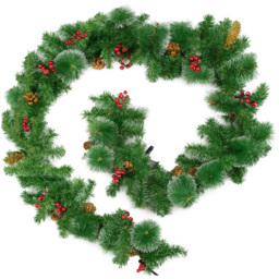 Marco Paul Snow Tipped Berry and Acorn LED Artificial Christmas Garland 270cm - thumbnail 1