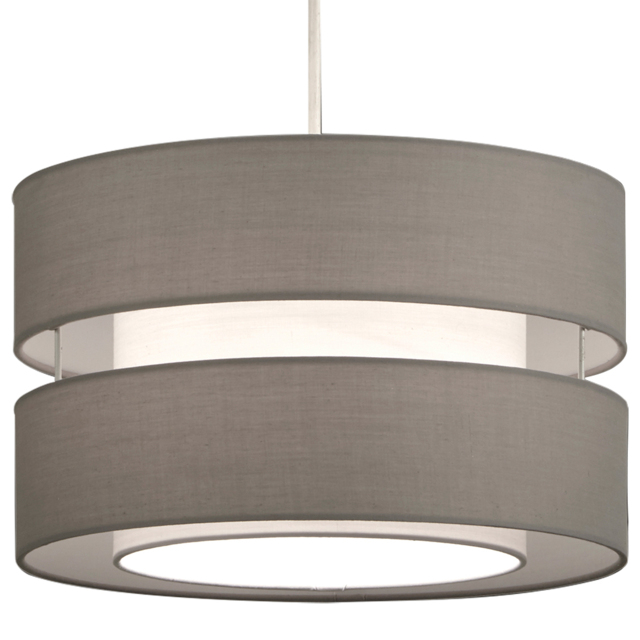 Kliving 2 Tier Grey Fabric Shade Pendant Light - image 1