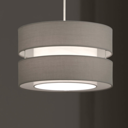 Kliving 2 Tier Grey Fabric Shade Pendant Light - thumbnail 2