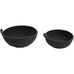 Premier Housewares Black Round Jute Basket 2 Pack - thumbnail 2