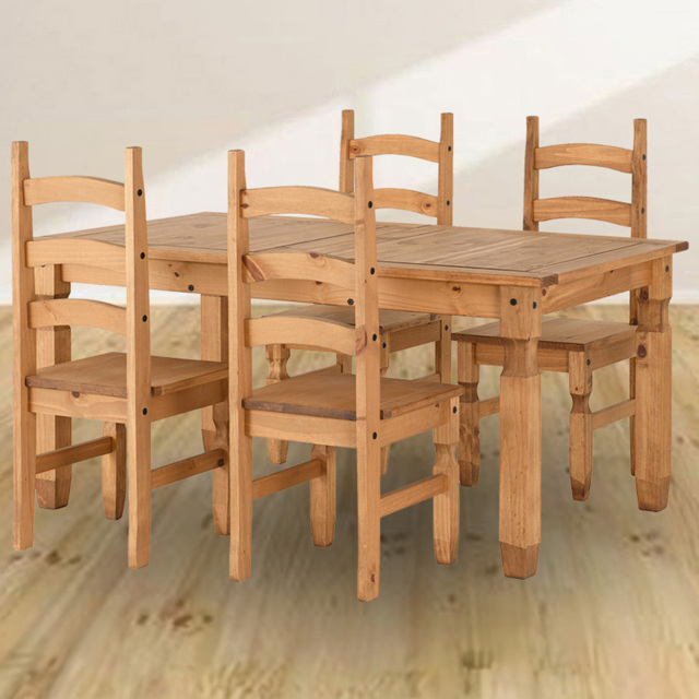 Seconique Corona 4 Seater Extending Dining Set Distressed Waxed Pine - image 1