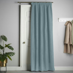 Alan Symonds Velvet Chenille Fleece Lined Pencil Pleat Taped Top Curtains Teal 137 x 213cm