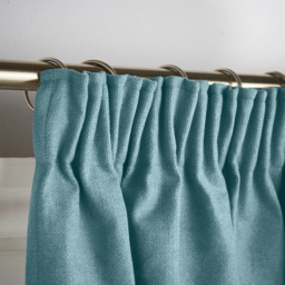 Alan Symonds Velvet Chenille Fleece Lined Pencil Pleat Taped Top Curtains Teal 137 x 213cm - thumbnail 3