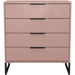 Crowndale Fluted 4 Drawer Kobe Pink Chest of Drawers Ready Assembled - thumbnail 2