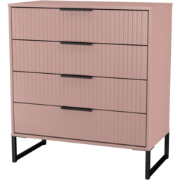 Crowndale Fluted 4 Drawer Kobe Pink Chest of Drawers Ready Assembled - thumbnail 4