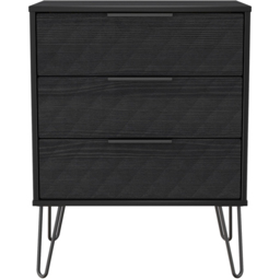 Crowndale Harlequin 3 Drawer Black Ash Midi Chest of Drawers Ready Assembled - thumbnail 3