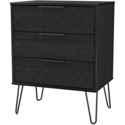 Crowndale Harlequin 3 Drawer Black Ash Midi Chest of Drawers Ready Assembled - thumbnail 2