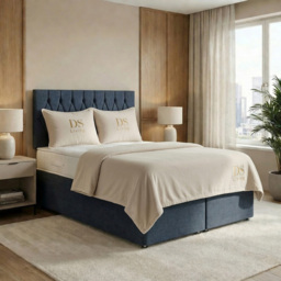 DS Living Diamond Denim King Size Upholstered Divan Bed - thumbnail 4