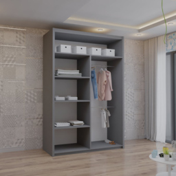 M N Furniture Venece 2 Door Grey Mirrored Sliding Wardrobe 120cm - thumbnail 3