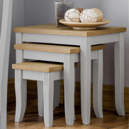 Julian Bowen Davenport Oak and Elephant Grey Nest of Tables Set of 3
