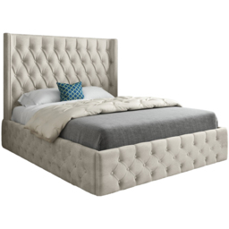 Turin King Size Silver Soft Velvet Upholstered Bed Frame with Straight Winged Headboard - thumbnail 2